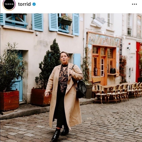 Torrid 3 TAUPE WOOLEN BUTTON FRONT DUSTER COAT - Picture 2 of 12